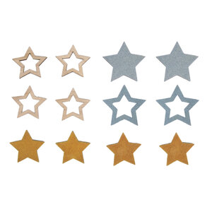 Miniatures en bois Etoiles  3 5-4 5cm ø - Colore