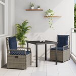 vidaXL Ensemble de salle à manger de jardin 3 pièces en Gris Poly Rattan