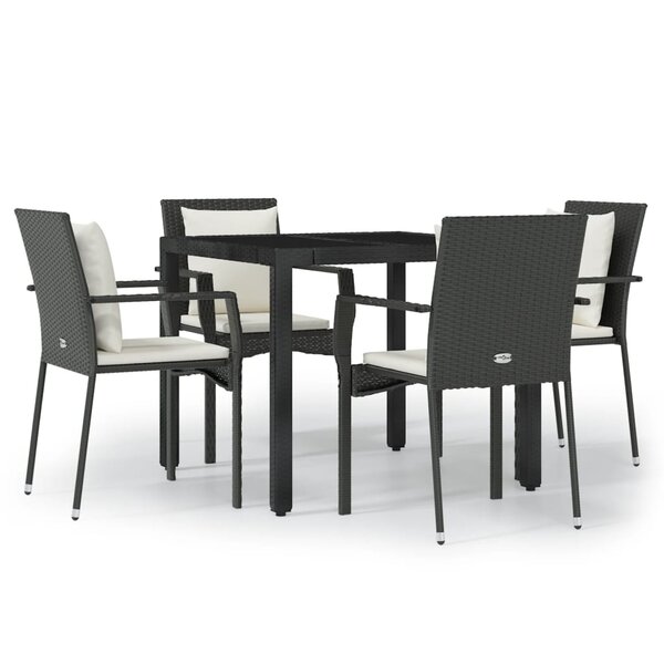 vidaXL Ensemble à manger de jardin coussins 5Pièces Noir Résine tressée