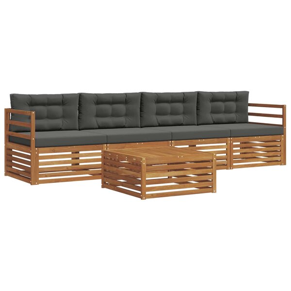 vidaXL Ensemble de canapés d'extérieur 5 pc Naturel et Anthracite