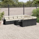 vidaXL Salon de jardin 11 Pièces avec coussins noir résine tressée