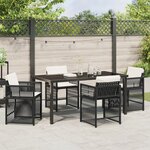 vidaXL Ensemble de salle à manger de jardin de 5 pièces avec coussins en rattan poly noir