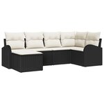 vidaXL Set de canapés de jardin en 6 pièces avec coussins noirs en poly rotin