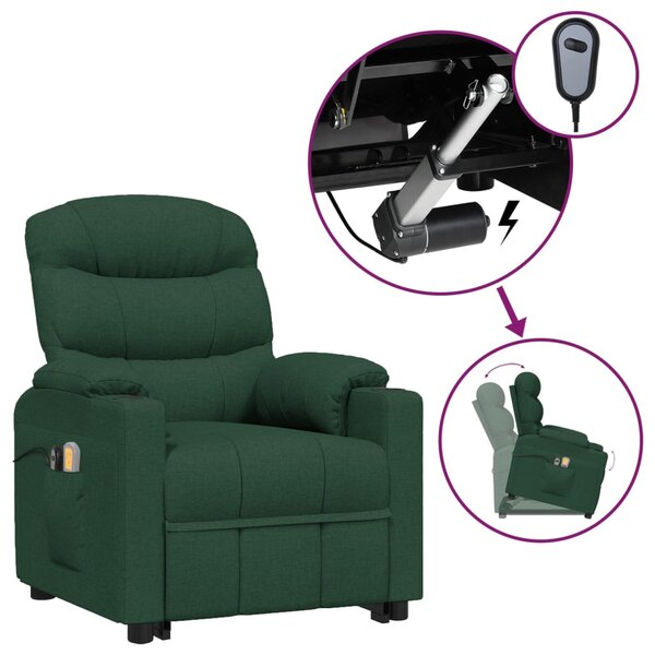 vidaXL Fauteuil de massage Vert foncé Tissu