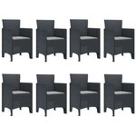 vidaXL Ensemble de Salle à Manger de 9 Pièces avec Coussins Anthracite