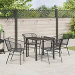 vidaXL Ensemble de salle à manger de jardin 5 pièces Noir en poly rattan