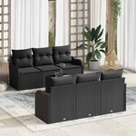 vidaXL Ensemble de canapé de jardin 7 Pièces Noir 55 x 55 x 37 cm