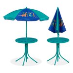 Salon de jardin enfant mobilisable extérieur 53 x 49 5 x 87 5 cm design original pratique en plastique bleu 13_0007799
