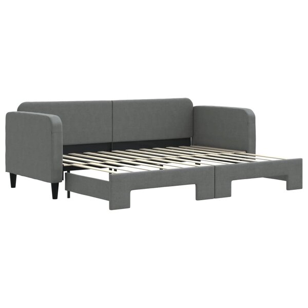 vidaXL Lit de jour avec gigogne sans matelas gris foncé 80x200 cm