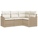 vidaXL Ensemble de canapé de jardin 4 Pièces Beige polyrotin