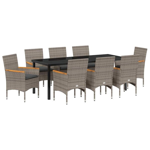 vidaXL Ensemble de salle à manger pour jardin 9 Pièces Gris polyrotin