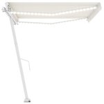 vidaXL Auvent manuel rétractable avec LED 400x350 cm Crème