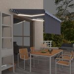 vidaXL Auvent manuel rétractable et store et LED 3x2 5 m Bleu et blanc