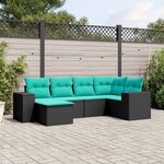 vidaXL Salon de jardin 6 Pièces avec coussins noir résine tressée