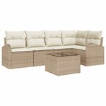 vidaXL Ensemble de canapé de jardin 6 Pièces Beige et blanc Poly rotin