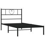 vidaXL Cadre de lit métal sans matelas avec tête de lit noir 90x200 cm