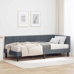 vidaXL Cadre de lit d'angle avec matelas 2 Pièces Gris Velours