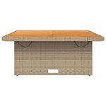 vidaXL Table de jardin beige 110x110x71 cm résine tressée bois acacia