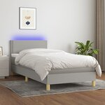 vidaXL Sommier à lattes de lit avec matelas et LED Gris clair 90x200cm