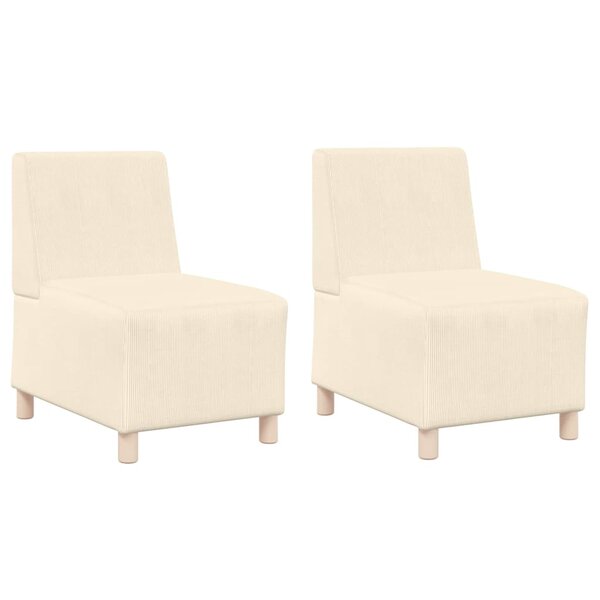 vidaXL Unité de Sofa Modulaire Sans Accoudoirs 2 Pièces Crème