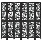 vidaXL Cloison de séparation 6 panneaux noir bois de paulownia massif