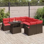 vidaXL Ensemble de canapé de jardin 9 Pièces Marron polyrotin