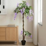 vidaXL Arbre à fleurs en haricot artificiel Pourpre 80 x 18 x 160 cm