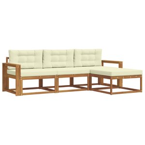 vidaXL Ensemble de canapés d'extérieur 4 pc Naturel et Crème