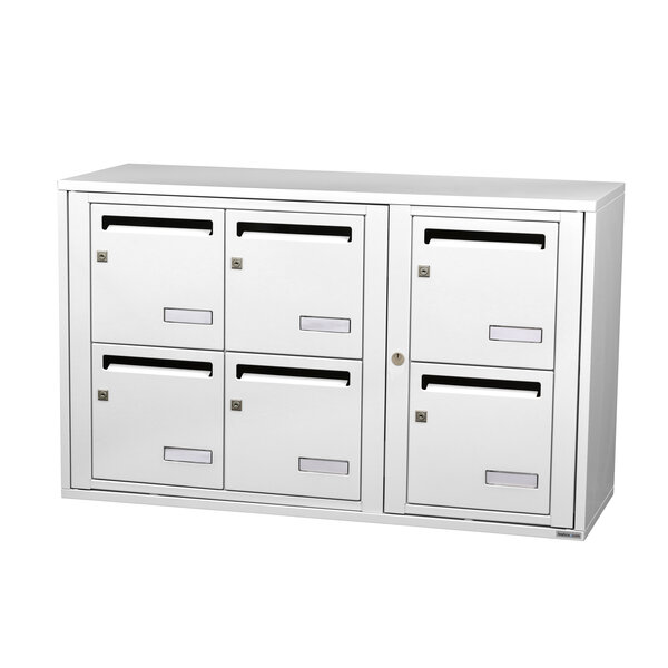 Bloc collectif Leabox  3x2  grade 3  simple face  intérieur  fixation murale  blanc neige ral 9016 finition brillante