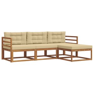 vidaXL Ensemble de canapés d'extérieur 4 pc Naturel et Beige