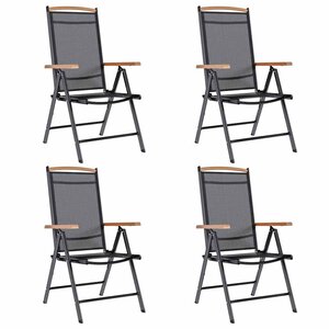 vidaXL Chaises de jardin pliables lot de 4 aluminium et textilène noir