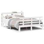 vidaXL Cadre de lit avec tête de lit sans matelas blanc 140x190 cm