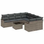 vidaXL Ensemble de canapé de jardin avec coussin 9 Pièces Gris