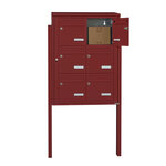 Bloc collectif Leabox  2x3  grade 3  simple face  extérieur  fixation sur pieds à sceller  rouge brun ral 3011 finition brillante