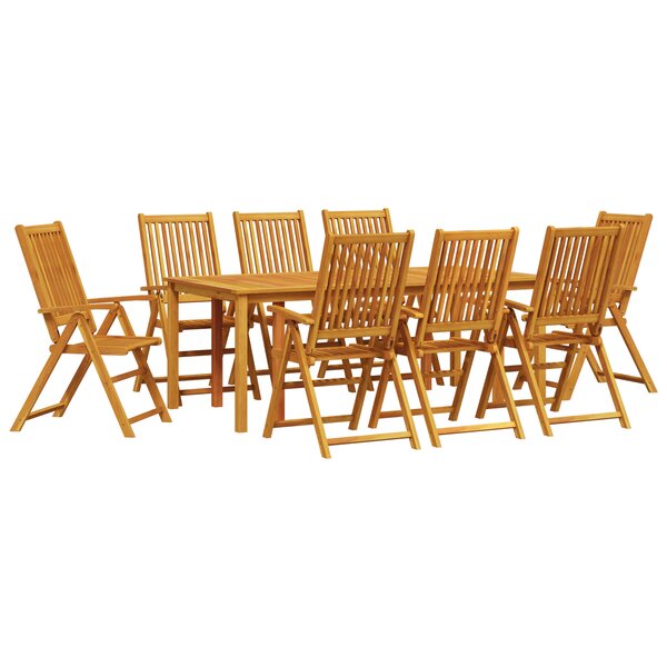 Ensemble de salle à manger de jardin 9 pièces en bois d'acacia massif pliable