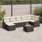 vidaXL Set de Canapé de Jardin 8 Pièces avec Coussins Noir Poly Rotin Acacia