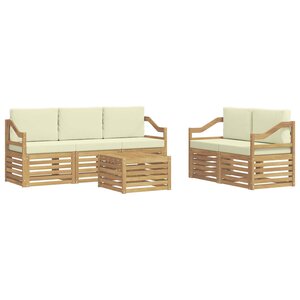 vidaXL Ensemble de canapés d'extérieur 6 pc Blanc et crème Polyester