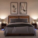 vidaXL Armoires de chevet et lumières LED 2 Pièces chêne marron