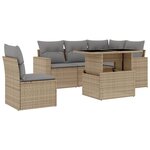 vidaXL Salon de jardin avec coussins 6 Pièces beige résine tressée