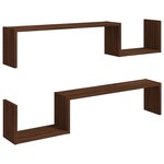 vidaXL Étagères murales 2 Pièces Chêne marron 100x15x20 cm