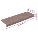 vidaXL Tapis de marches d'escalier 10 Pièces crème 65x21x4 cm aiguilleté