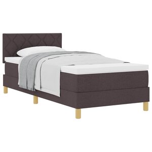vidaXL Lit à ressorts avec matelas Marron foncé 90 x 190 cm tissu
