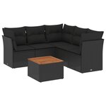 vidaXL Salon de jardin 6 Pièces avec coussins noir résine tressée