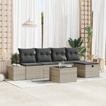vidaXL Ensemble de 6 canapés de jardin avec coussins Gris clair Poly Rattan