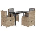 vidaXL Ensemble à manger de jardin avec coussins 5Pièces Beige poly rotin