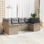vidaXL Ensemble de canapé de jardin 6 Pièces Beige Poly rotin