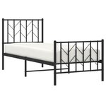 vidaXL Cadre de lit métal sans matelas avec pied de lit noir 75x190 cm