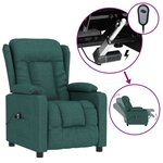 vidaXL Fauteuil inclinable électrique Vert foncé Tissu