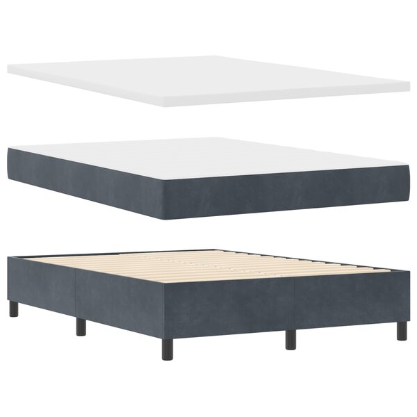 vidaXL Lit à Sommier avec Matelas & Banc Gris Foncé 160x200 cm Velours