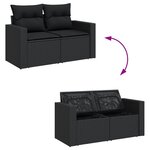 vidaXL Salon de jardin 8 Pièces avec coussins noir résine tressée